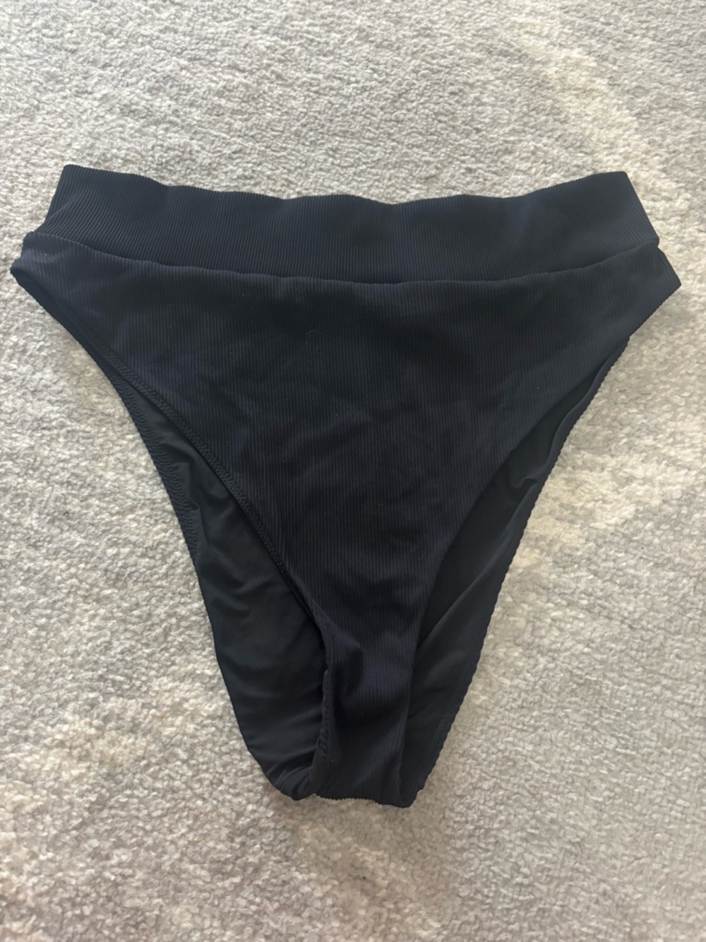 aerie Black Ribbed High-Waist Bikini Bottoms